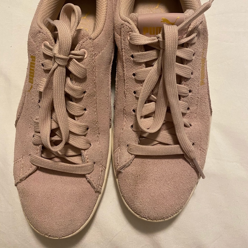 Pink suede Puma sneakers